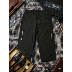 Lauren Ralph Lauren Women’s Black Ripstop Capri Pants Zip Pocket Utility Size 8